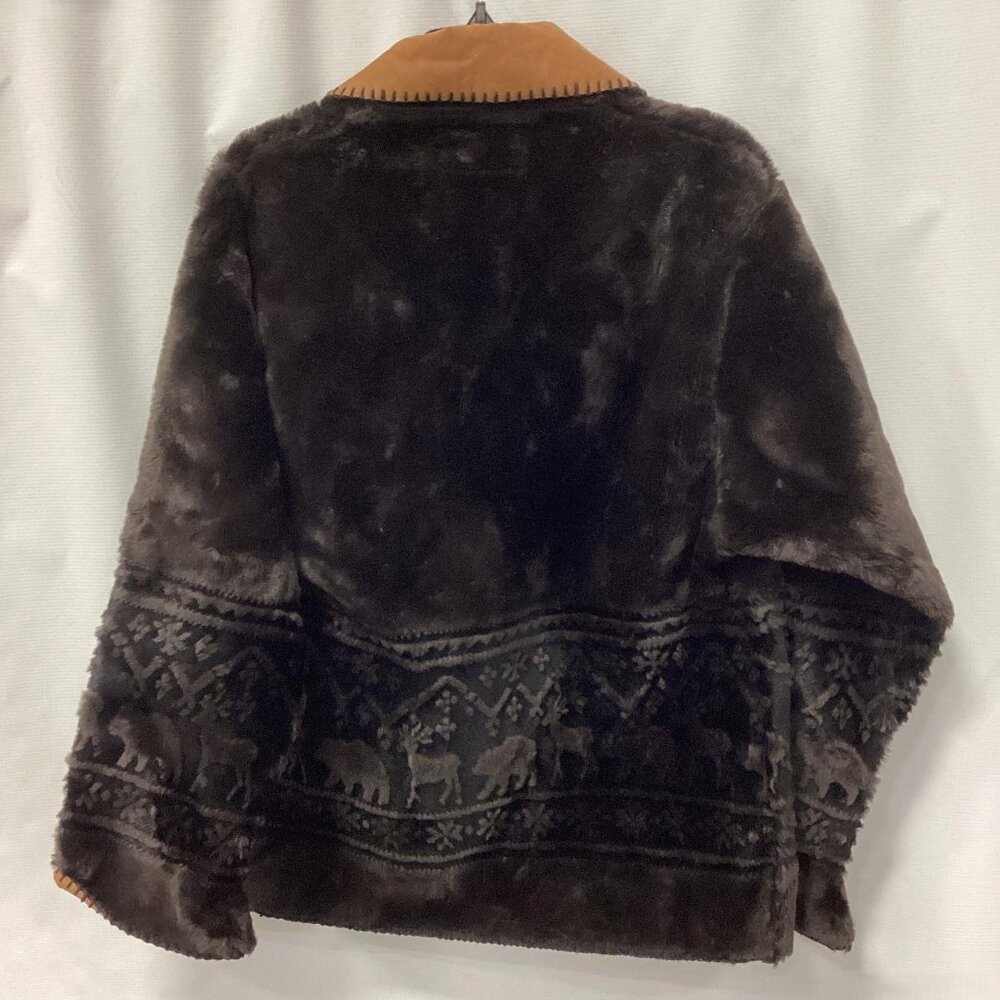 Western Southwestern Bear Ridge outfitters Faux fur wildlife design jacket M - Picture 2 of 5